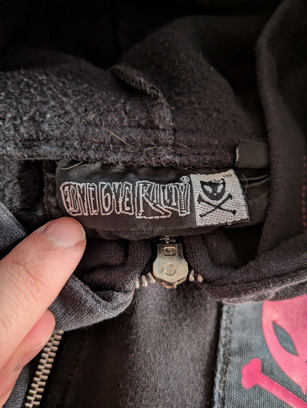 Bye Bye Kitty Living Dead Souls Bat Ear Hoodie Mall Goth Y2K Black Zip Up L XL - Picture 13 of 14
